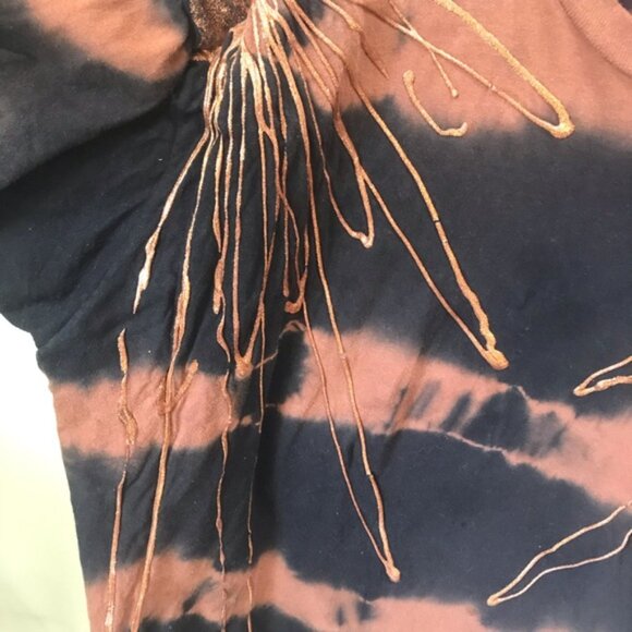 Screen Stars Vintage 80s Tiedye 3D Metallic Cotton T Shirt Oversized Paint Brown - Picture 13 of 16